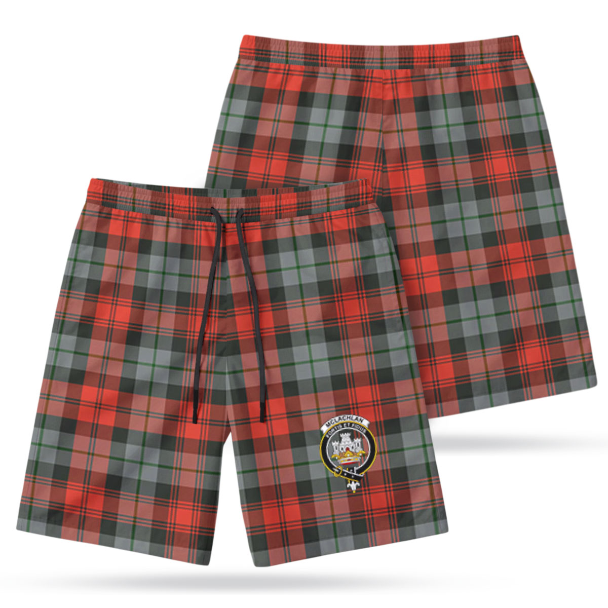 McLachlan Weathered Tartan Crest Men's Beach Shorts
