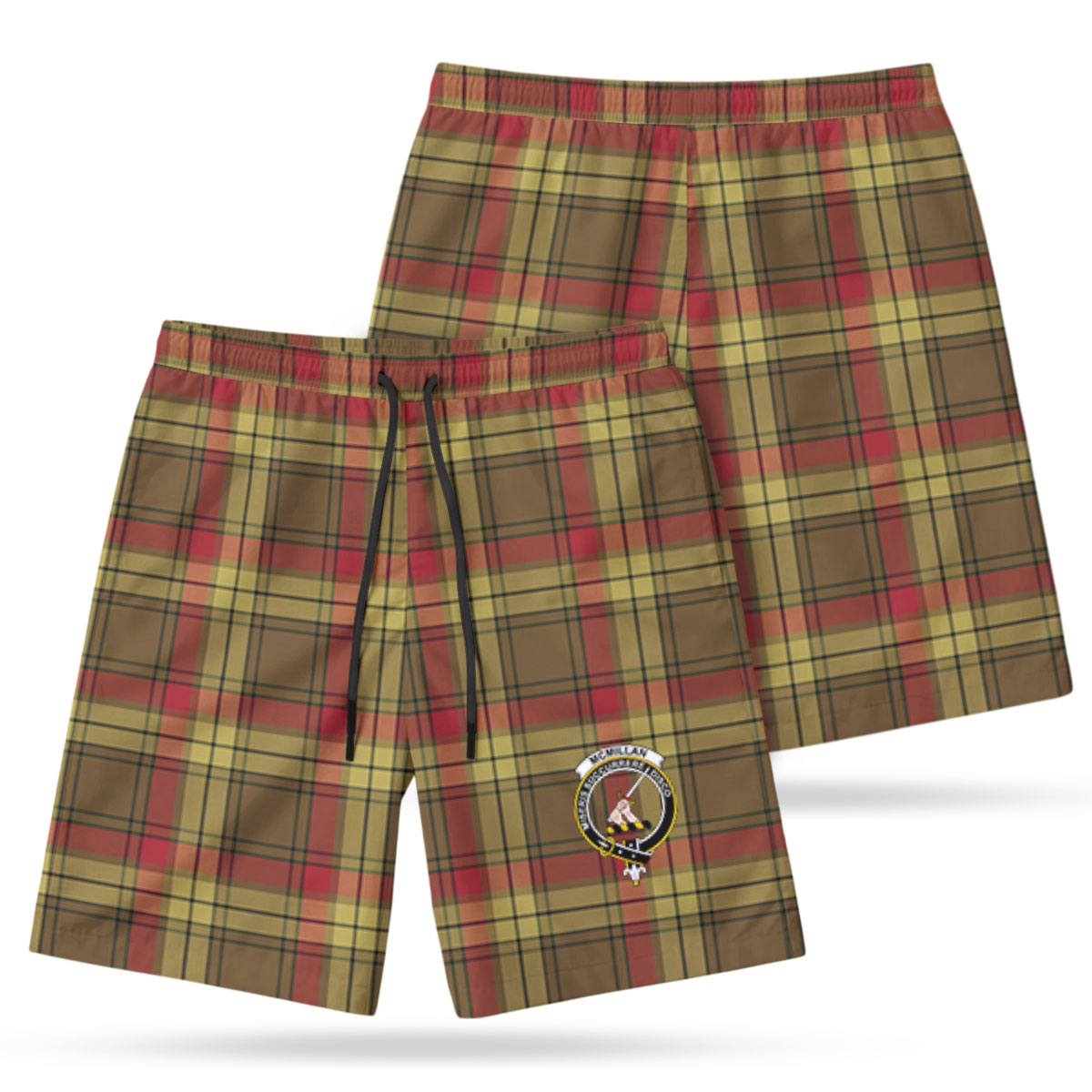 McMillan Old Weathered Tartan Crest Men's Beach Shorts