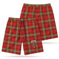 Morrison Red Modern Tartan Crest Men's Beach Shorts