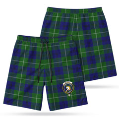 Oliphant Modern Tartan Crest Men's Beach Shorts