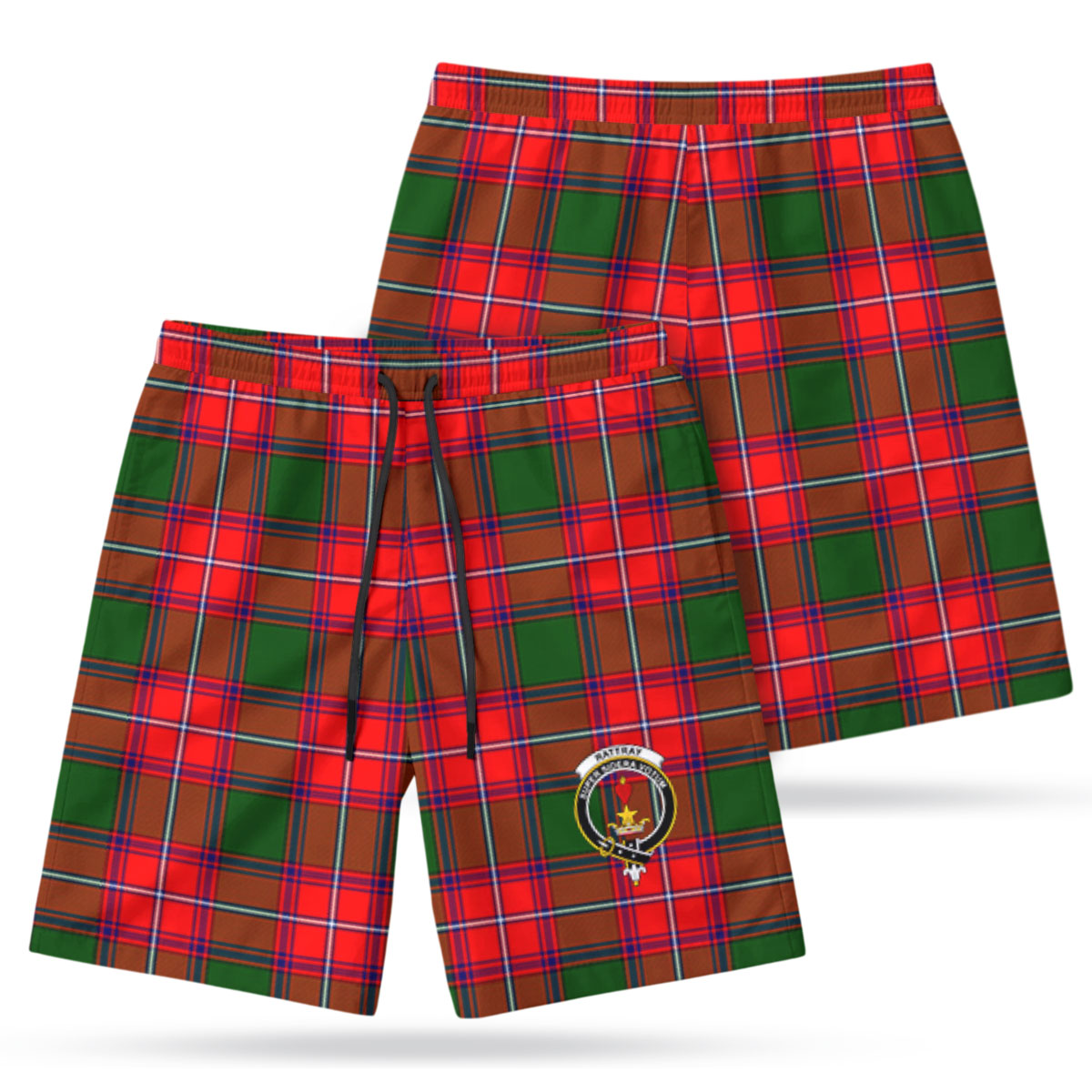 Rattray Modern Tartan Crest Men's Beach Shorts