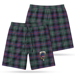 Rose Hunting Modern Tartan Crest Men's Beach Shorts