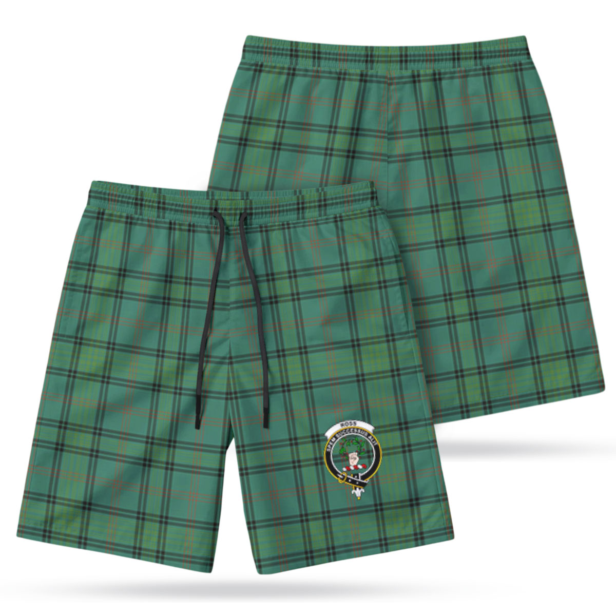 Ross Hunting Ancient Tartan Crest Men's Beach Shorts