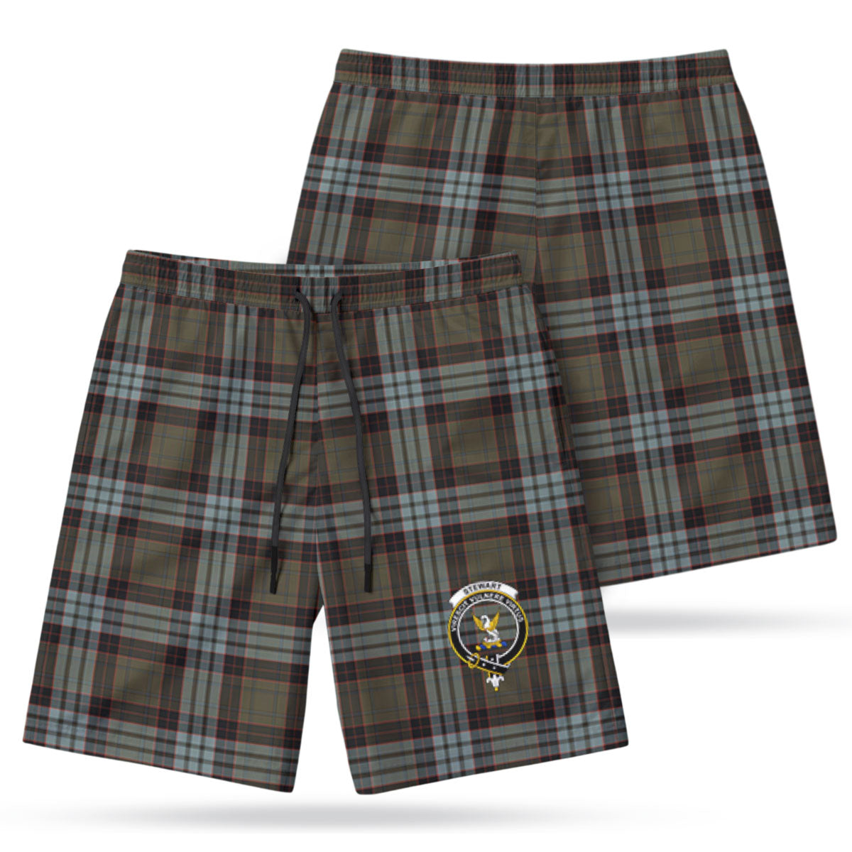 Stewart Old Weathered Tartan Crest Men's Beach Shorts