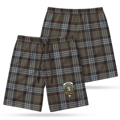 Stewart Old Weathered Tartan Crest Men's Beach Shorts