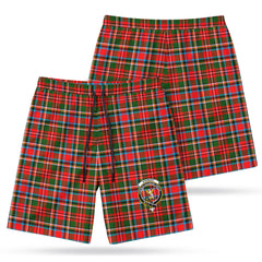 Stewart Royal Tartan Crest Men's Beach Shorts