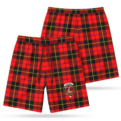 Wallace Hunting Red Tartan Crest Men's Beach Shorts