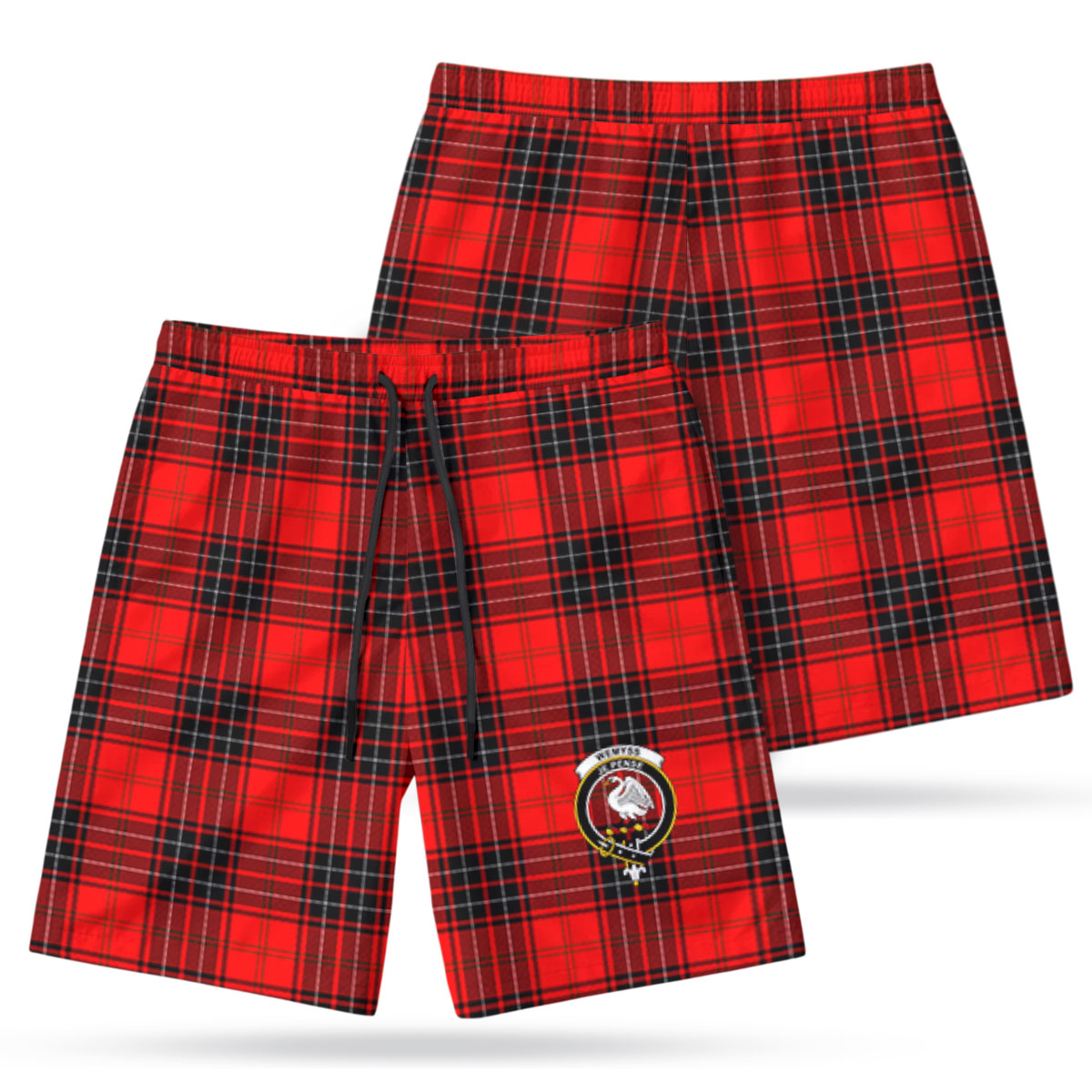 Wemyss Modern Tartan Crest Men's Beach Shorts