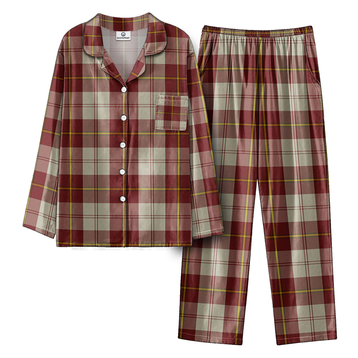 Cunningham Burgundy Dancers Tartan Pajama Set