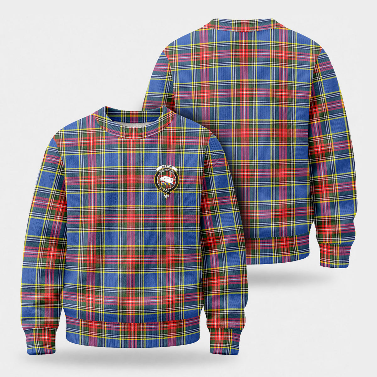 Beaton Modern Tartan Crest Sweater