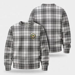 Douglas Grey Modern Tartan Crest Sweater