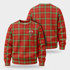 Morrison Red Modern Tartan Crest Sweater