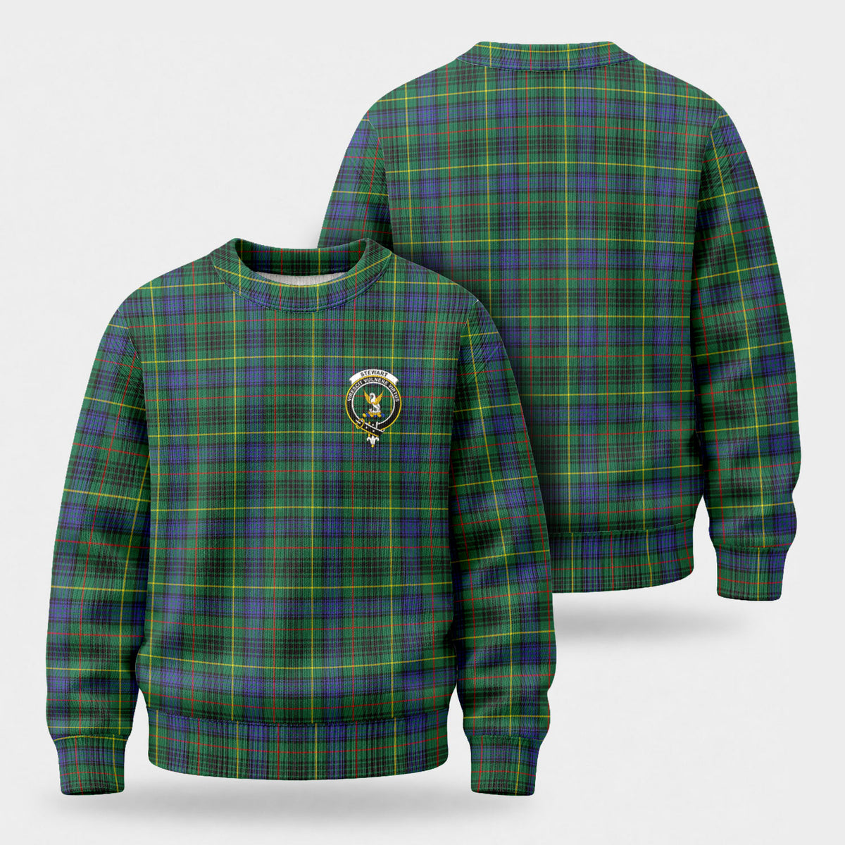 Stewart Hunting Modern Tartan Crest Sweater