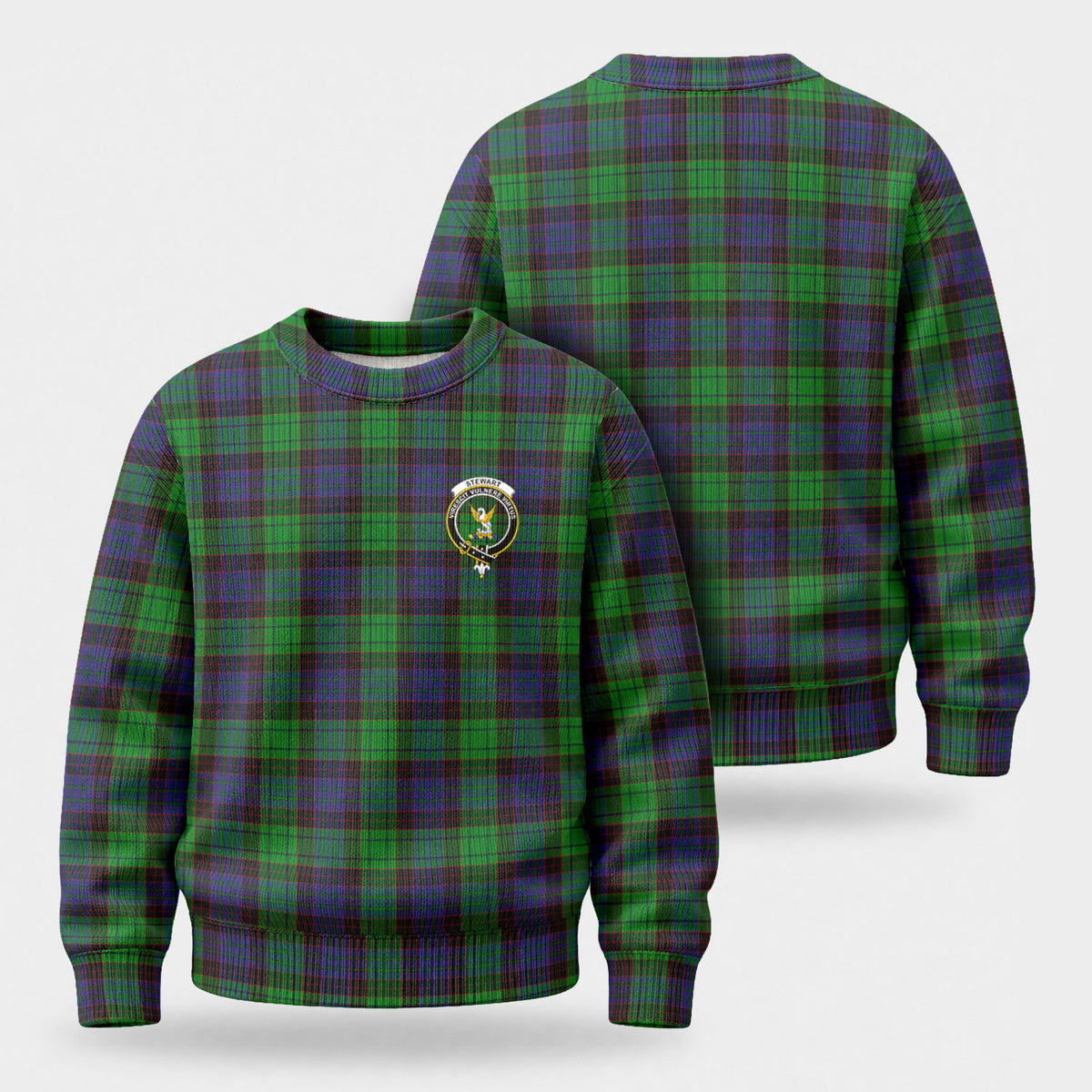 Stewart Old Modern Tartan Crest Sweater