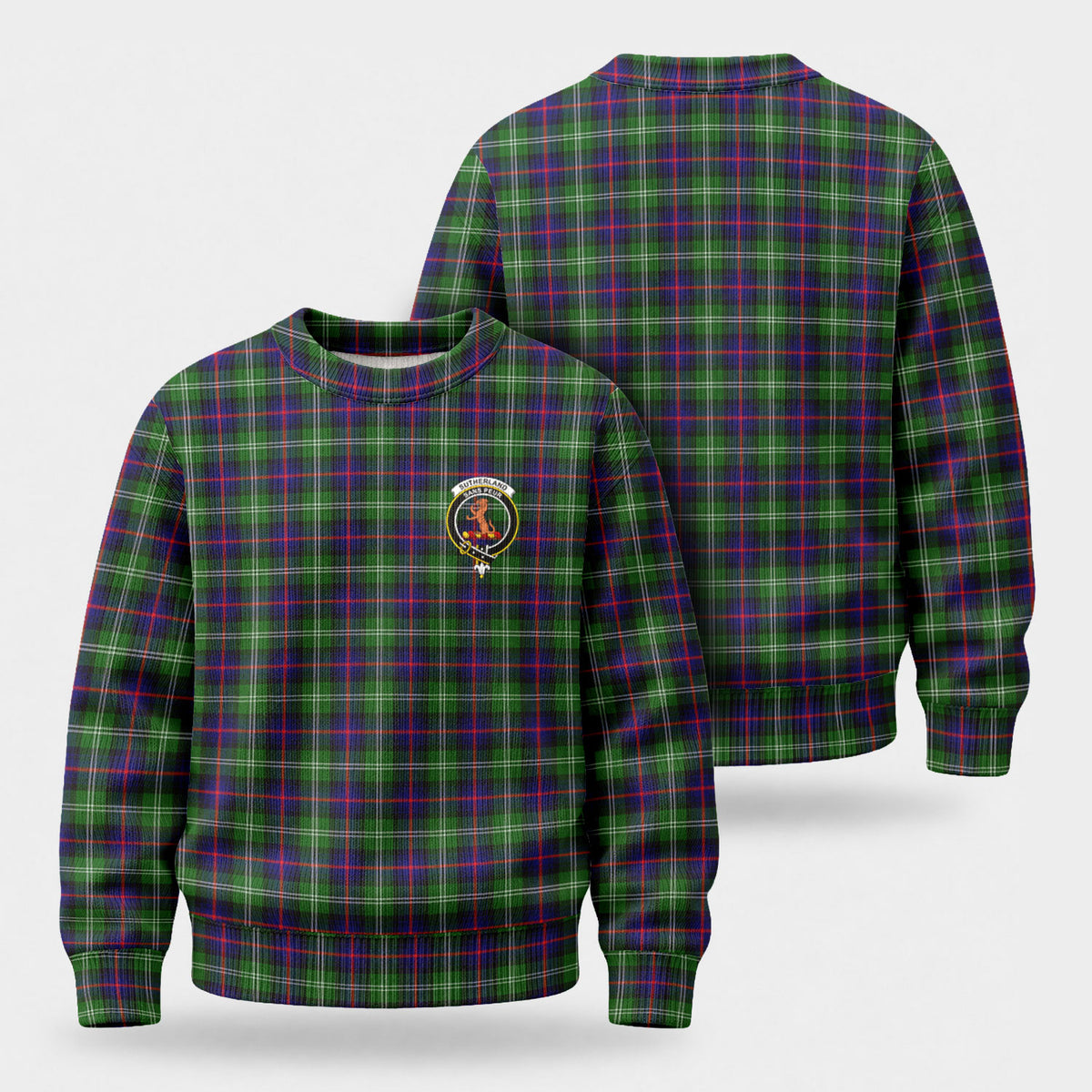 Sutherland Modern Tartan Crest Sweater