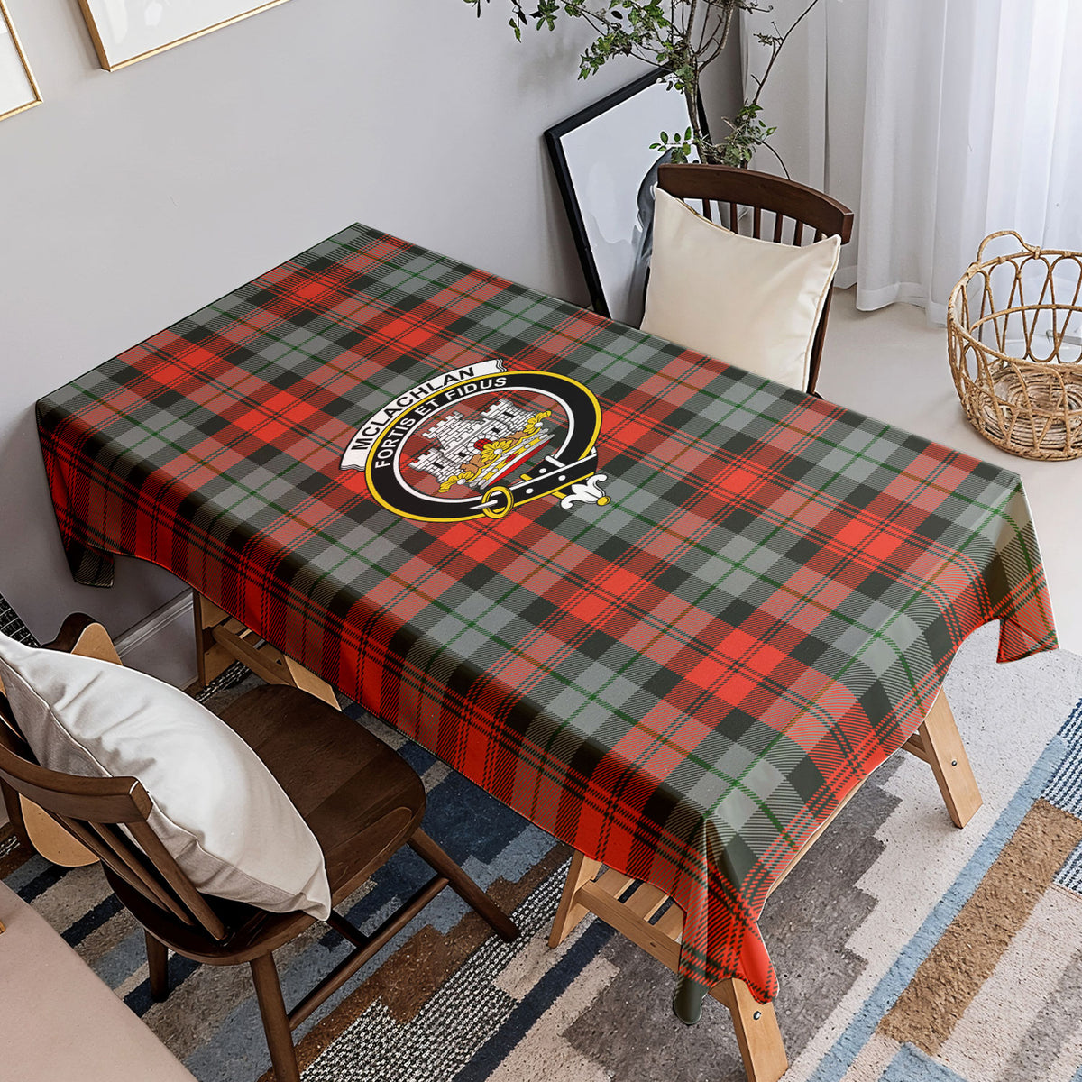 McLachlan Weathered Tartan Crest Tablecloth