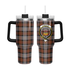 Cameron of Erracht Weathered Tartan Crest 40 oz Insulated Tumbler with Handle