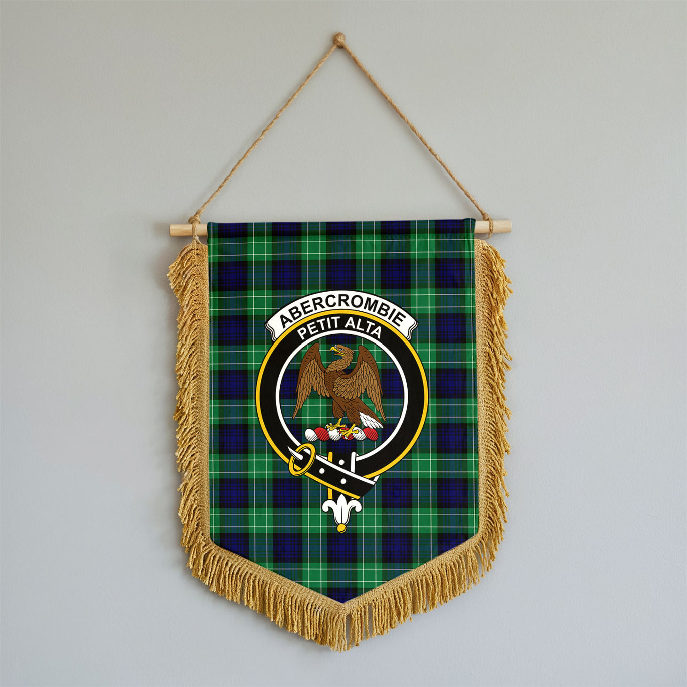 McInnes Modern Tartan Crest Wall Hanging Banner - Wood Pole