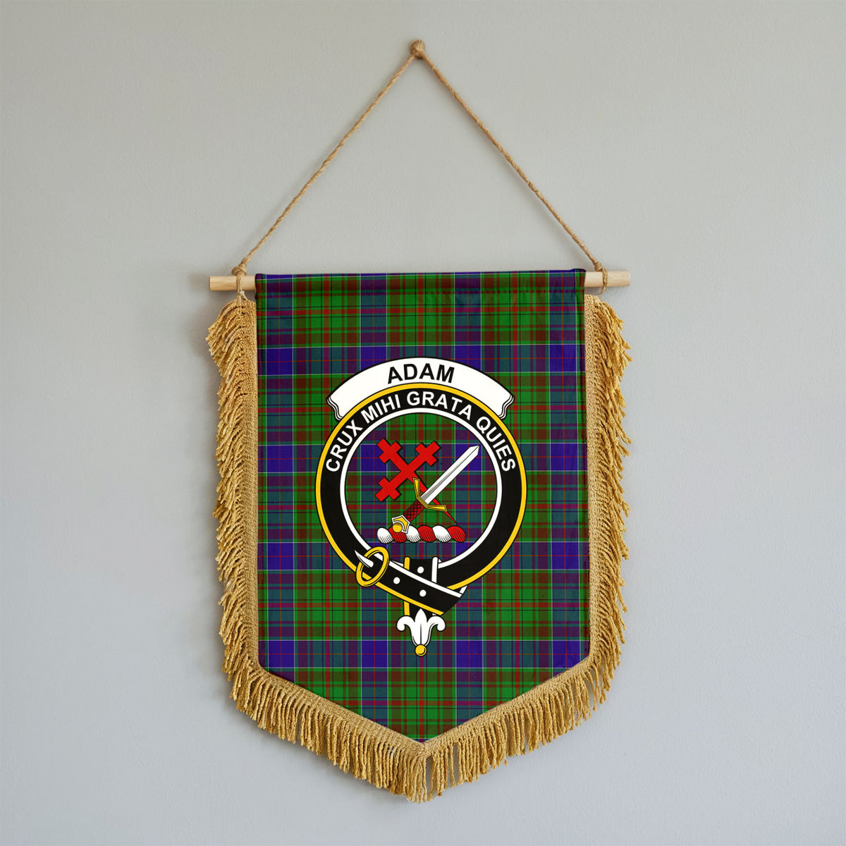 Adam Tartan Crest Wall Hanging Banner - Wood Pole