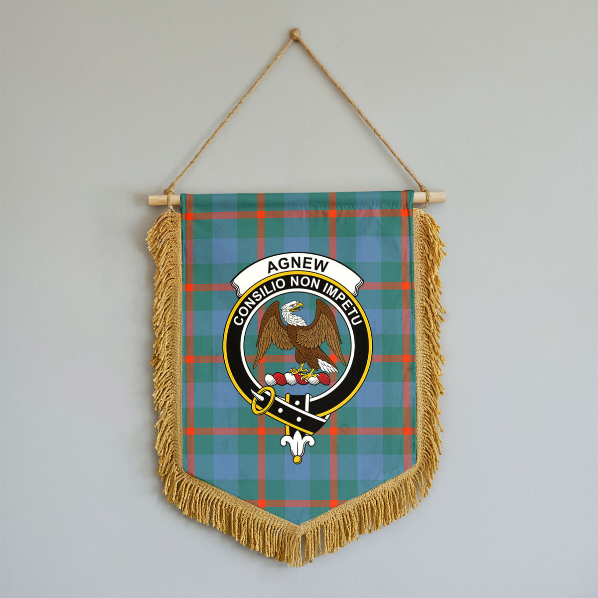 Agnew Ancient Tartan Crest Wall Hanging Banner - Wood Pole