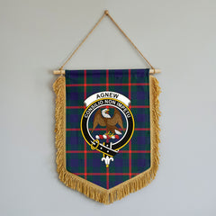 Agnew Modern Tartan Crest Wall Hanging Banner - Wood Pole