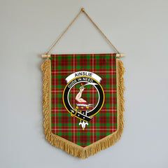Ainslie Tartan Crest Wall Hanging Banner - Wood Pole