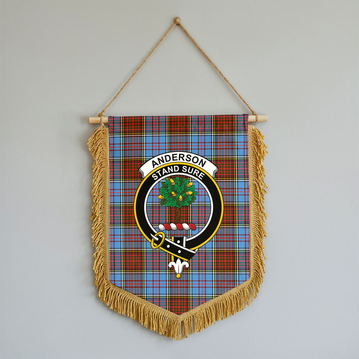 Anderson Modern Tartan Crest Wall Hanging Banner - Wood Pole