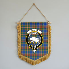 Beaton Ancient Tartan Crest Wall Hanging Banner - Wood Pole