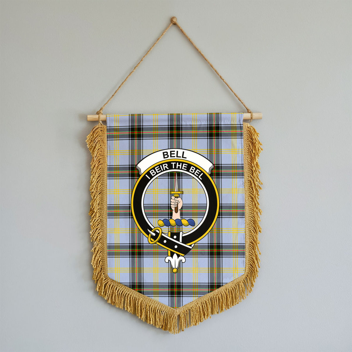 Bell of the Borders Tartan Crest Wall Hanging Banner - Wood Pole