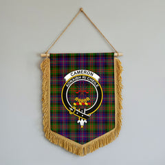 Cameron of Erracht Modern Tartan Crest Wall Hanging Banner - Wood Pole