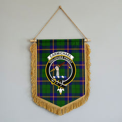 Carmichael Modern Tartan Crest Wall Hanging Banner - Wood Pole