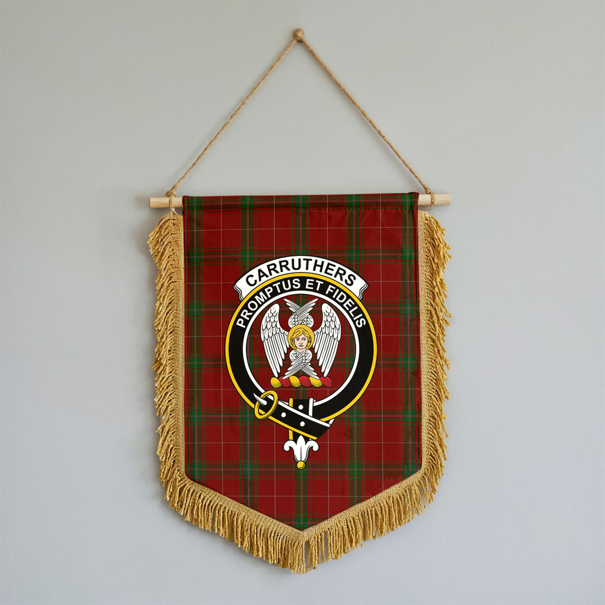 Carruthers Tartan Crest Wall Hanging Banner - Wood Pole