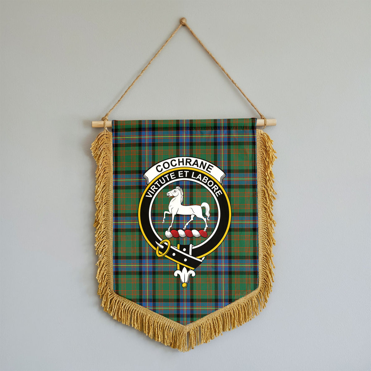 Cochrane Ancient Tartan Crest Wall Hanging Banner - Wood Pole