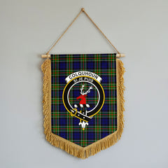 Colquhoun Modern Tartan Crest Wall Hanging Banner - Wood Pole