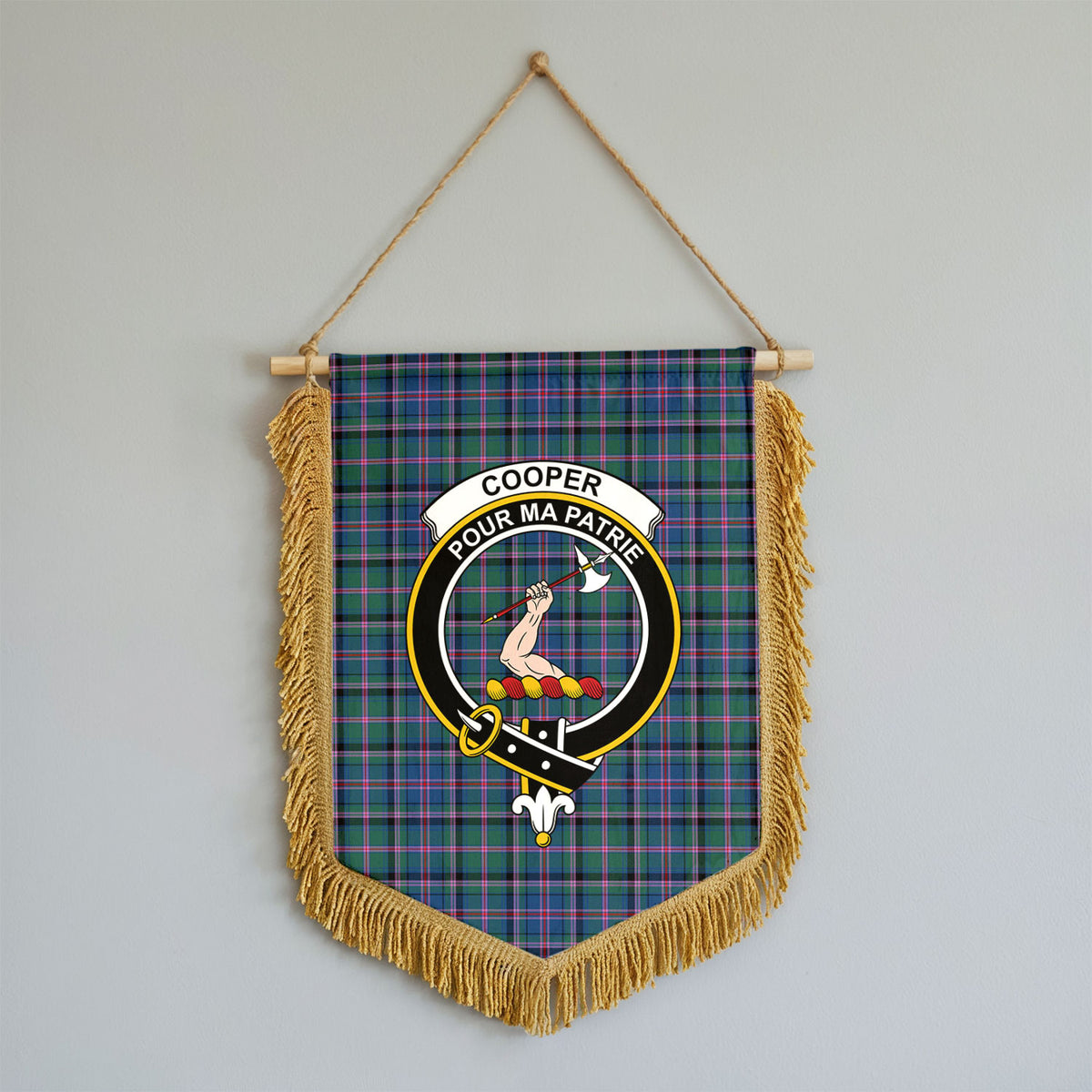 Cooper Ancient Tartan Crest Wall Hanging Banner - Wood Pole