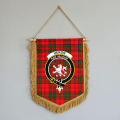 Heron Tartan Crest Wall Hanging Banner - Wood Pole