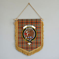 Innes Ancient Tartan Crest Wall Hanging Banner - Wood Pole