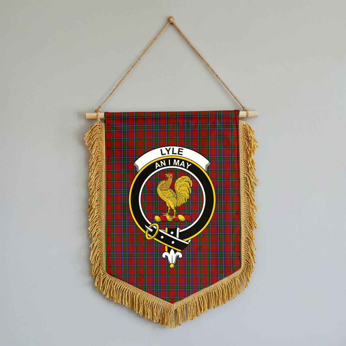 Lyle Tartan Crest Wall Hanging Banner - Wood Pole