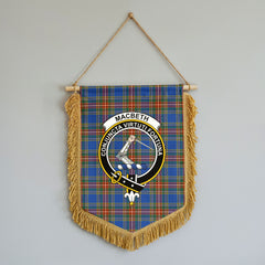 MacBeth Ancient Tartan Crest Wall Hanging Banner - Wood Pole