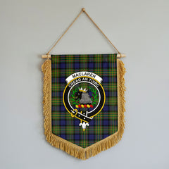 MacLaren Modern Tartan Crest Wall Hanging Banner - Wood Pole