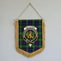 MacThomas Modern Tartan Crest Wall Hanging Banner - Wood Pole