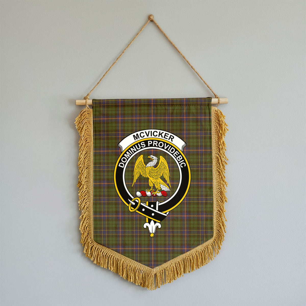 McVicker Tartan Crest Wall Hanging Banner - Wood Pole