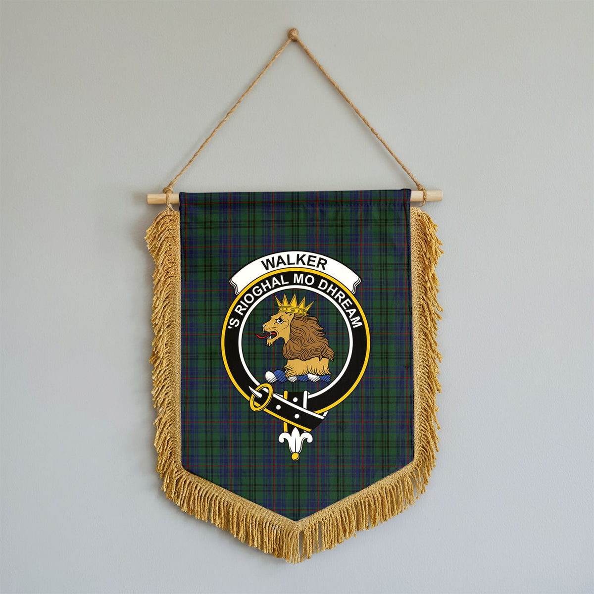 Walker Hunting Tartan Crest Wall Hanging Banner - Wood Pole