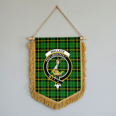 Wallace Hunting Modern Tartan Crest Wall Hanging Banner - Wood Pole
