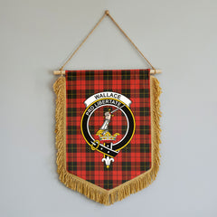 Wallace Weathered Tartan Crest Wall Hanging Banner - Wood Pole
