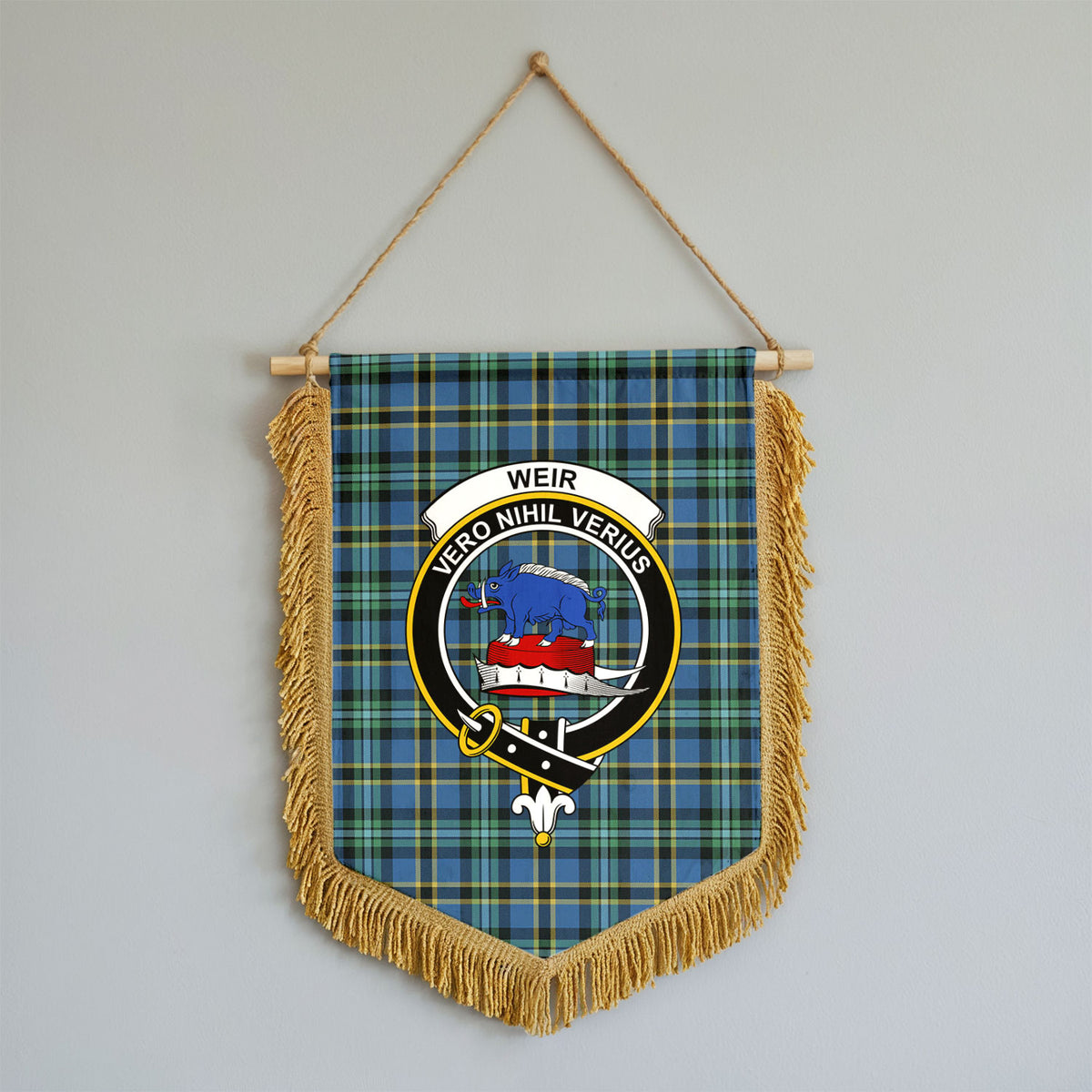 Weir Ancient Tartan Crest Wall Hanging Banner - Wood Pole
