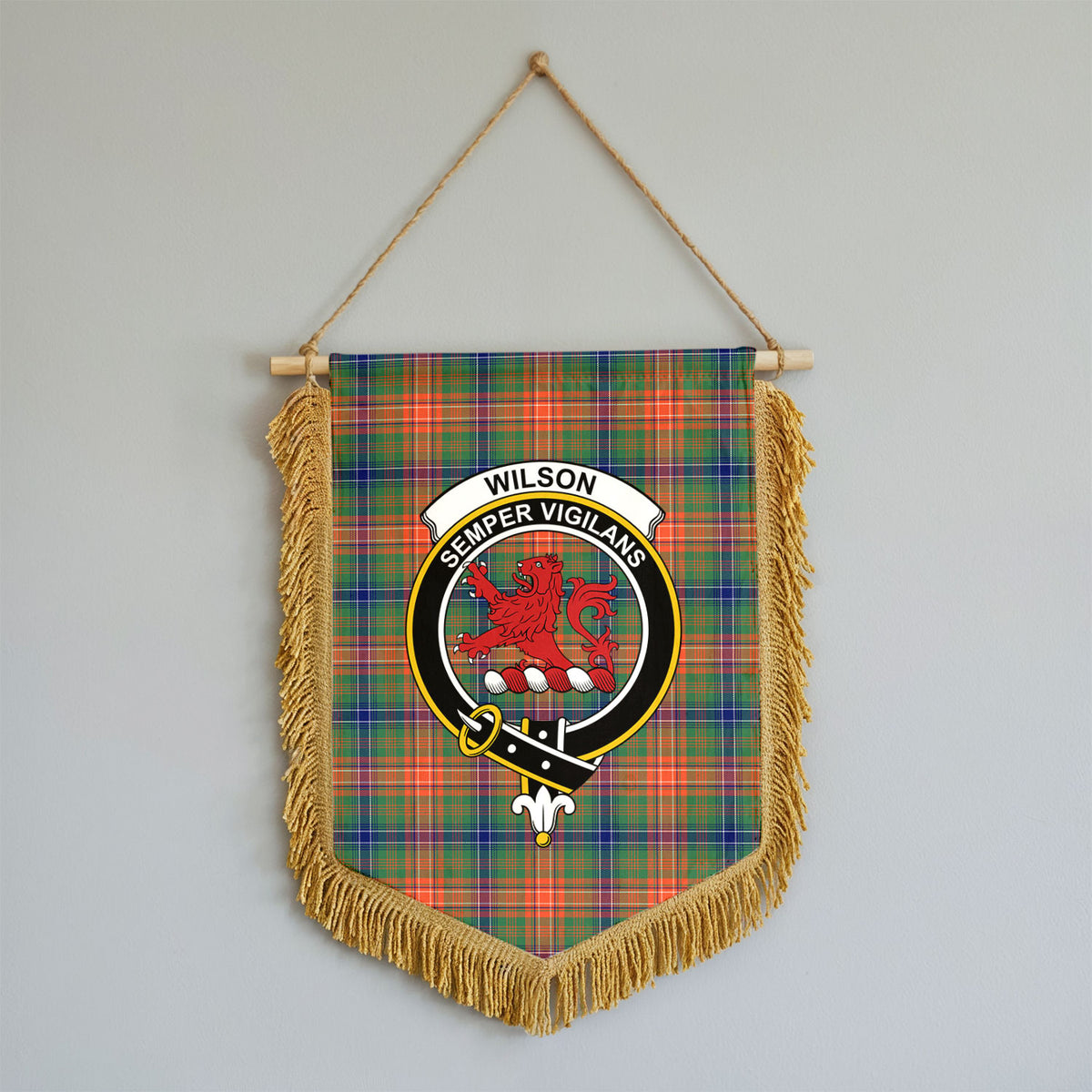 Wilson Ancient Tartan Crest Wall Hanging Banner - Wood Pole
