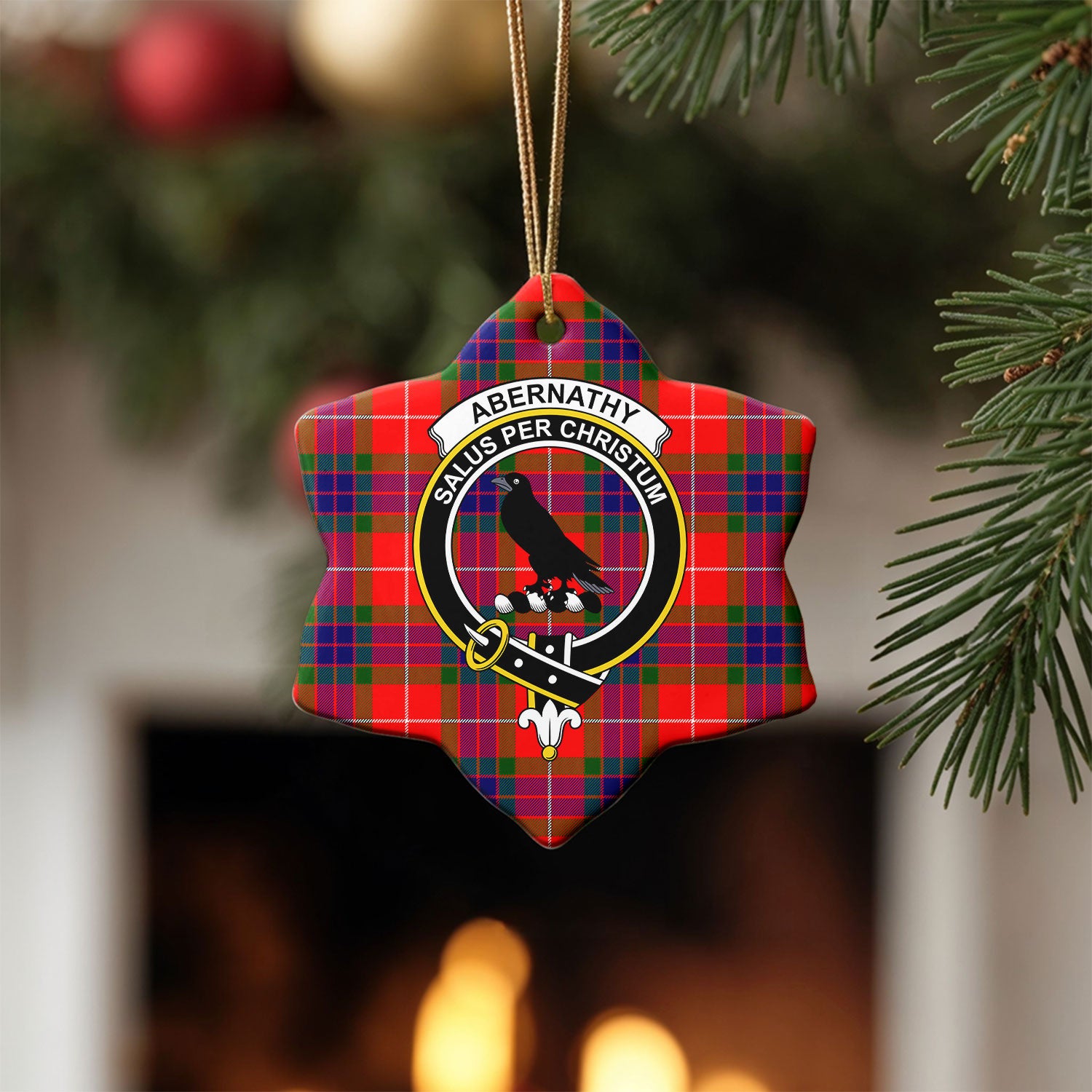 Abernathy Tartan Crest Christmas Ceramic Ornament