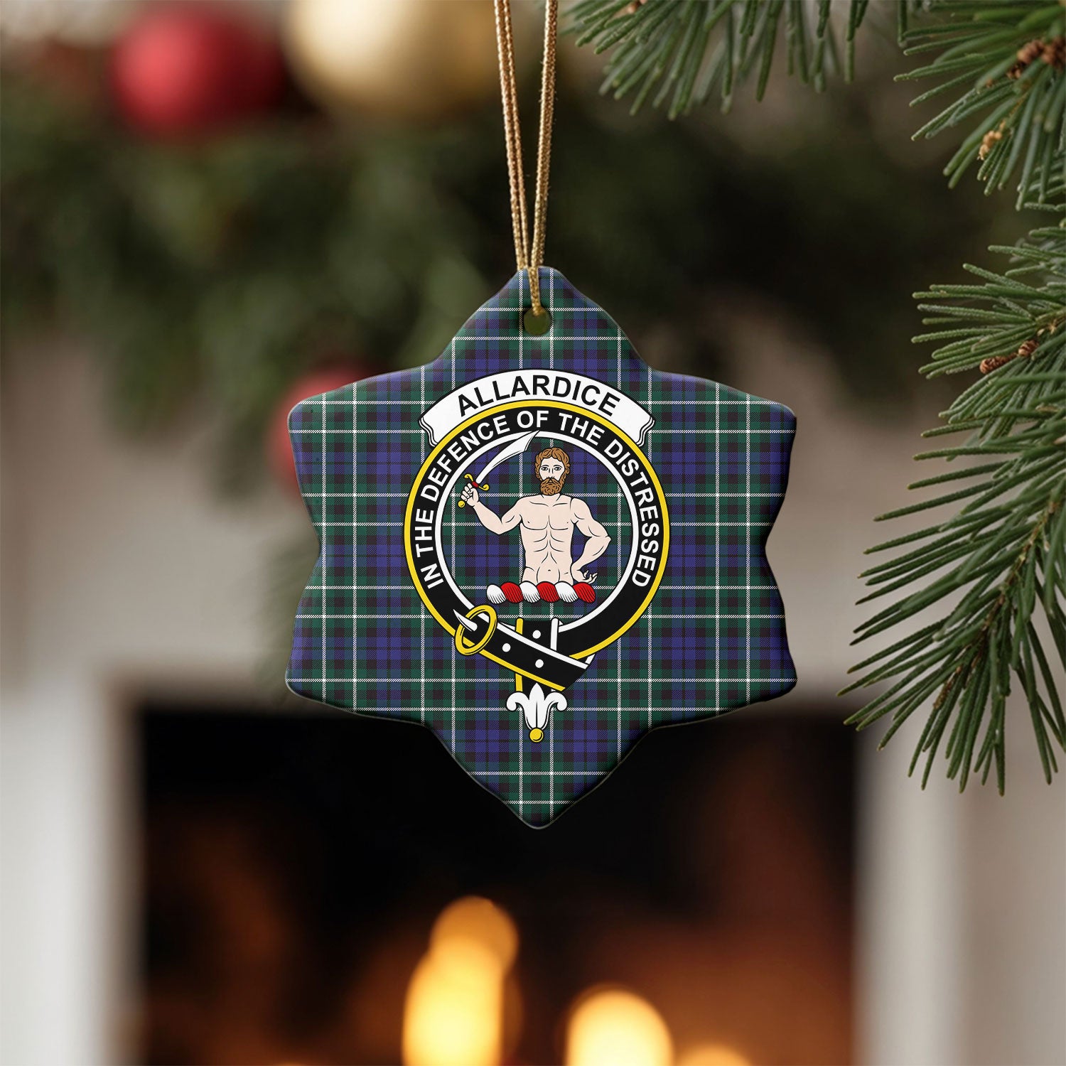 Allardice Tartan Crest Christmas Ceramic Ornament