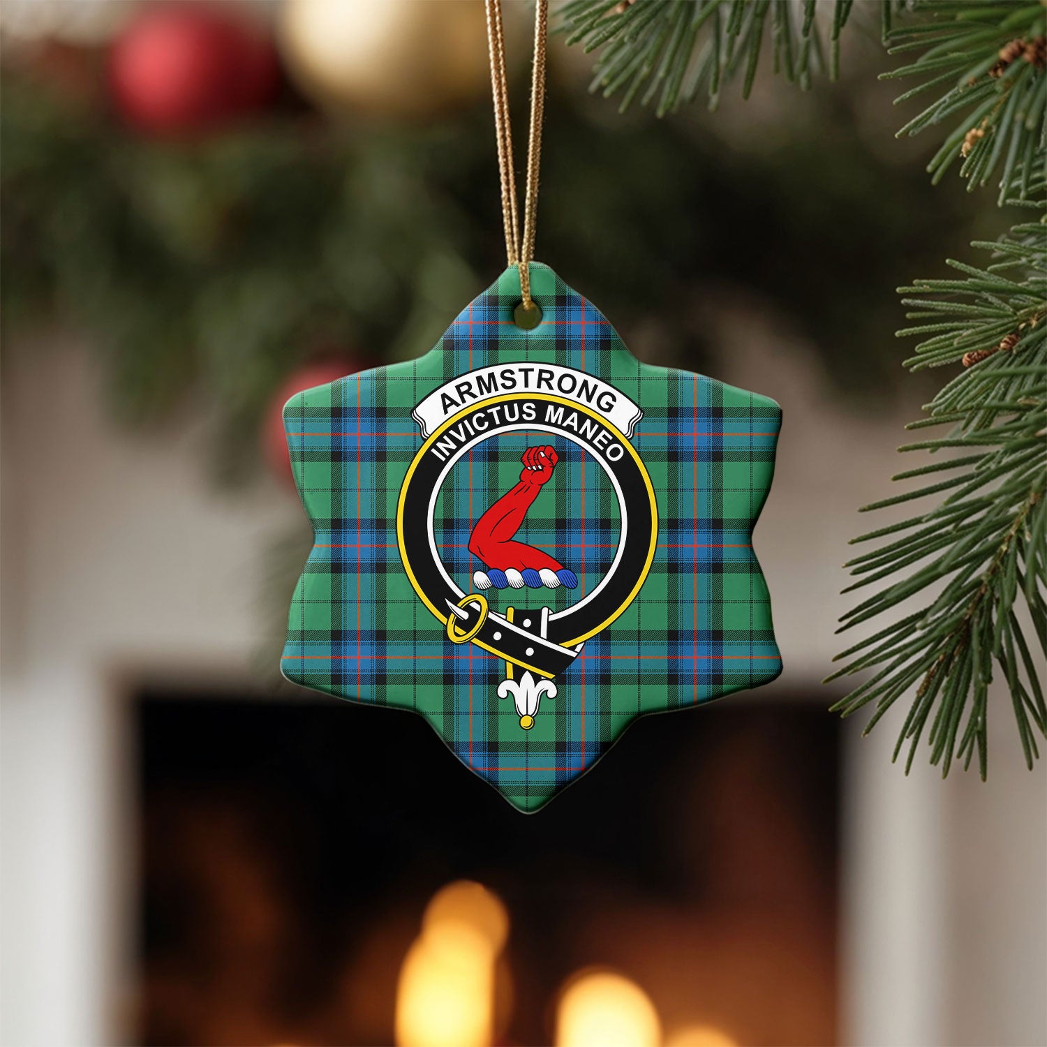 Armstrong Ancient Tartan Crest Christmas Ceramic Ornament